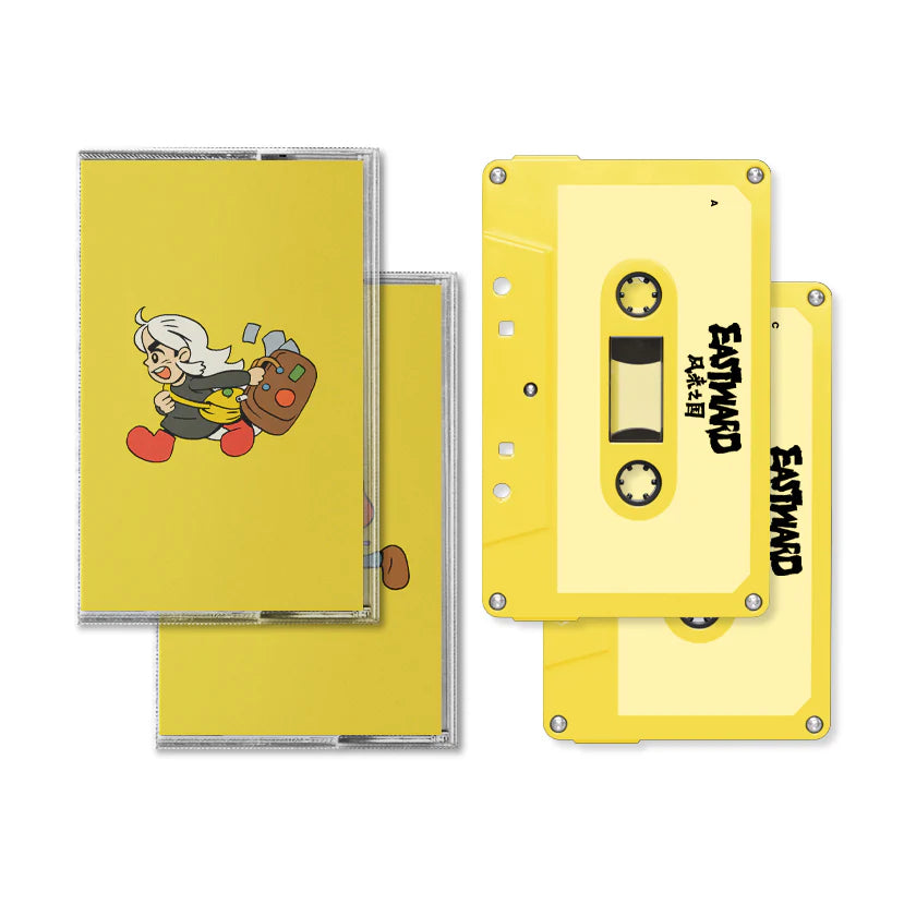 Yellow cassette tape with cartoon character and 'Eastward' branding on a white background