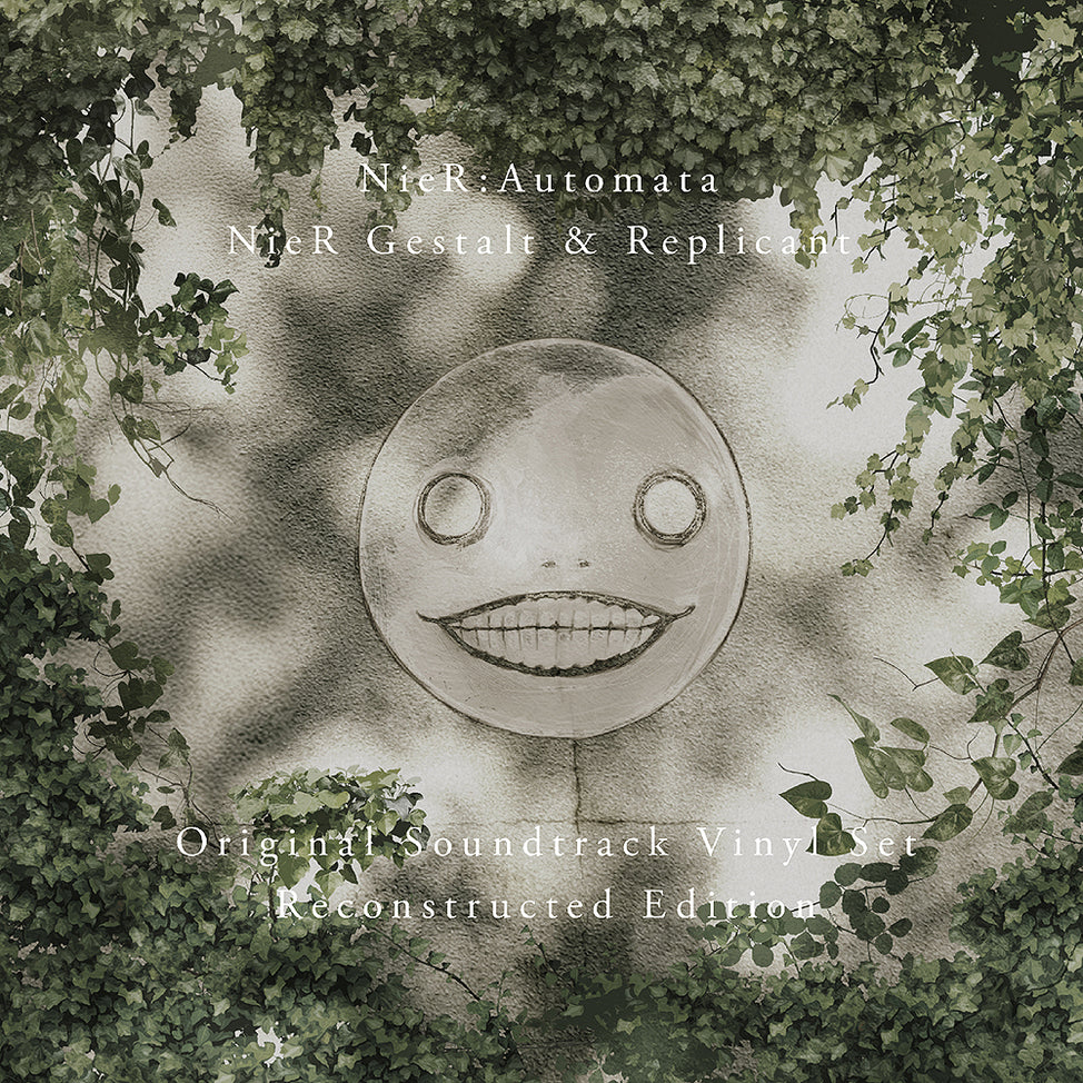 Album cover for 'NieR: Automata' soundtrack vinyl set with a central figure and ivy border.