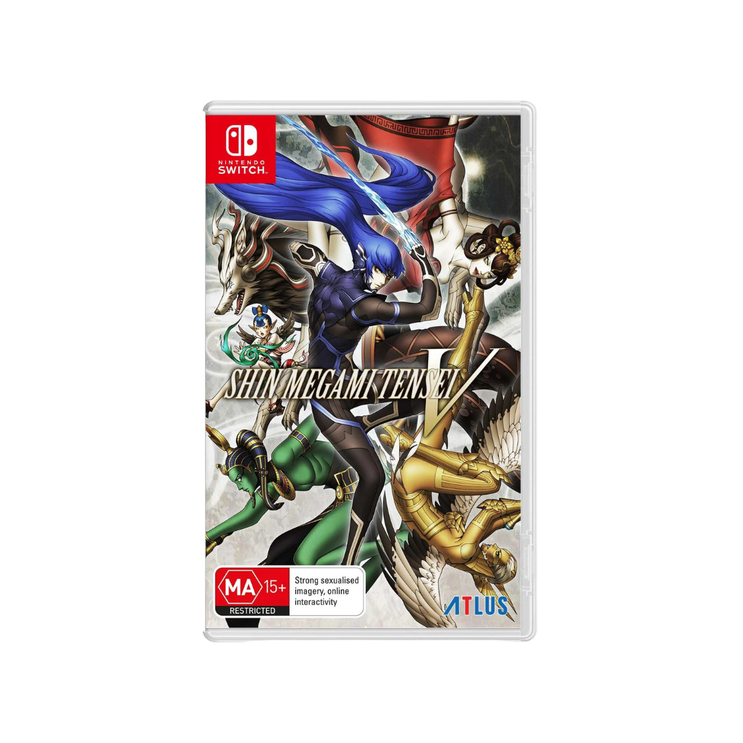 Shin Megami Tensei V game case for Nintendo Switch on a white background